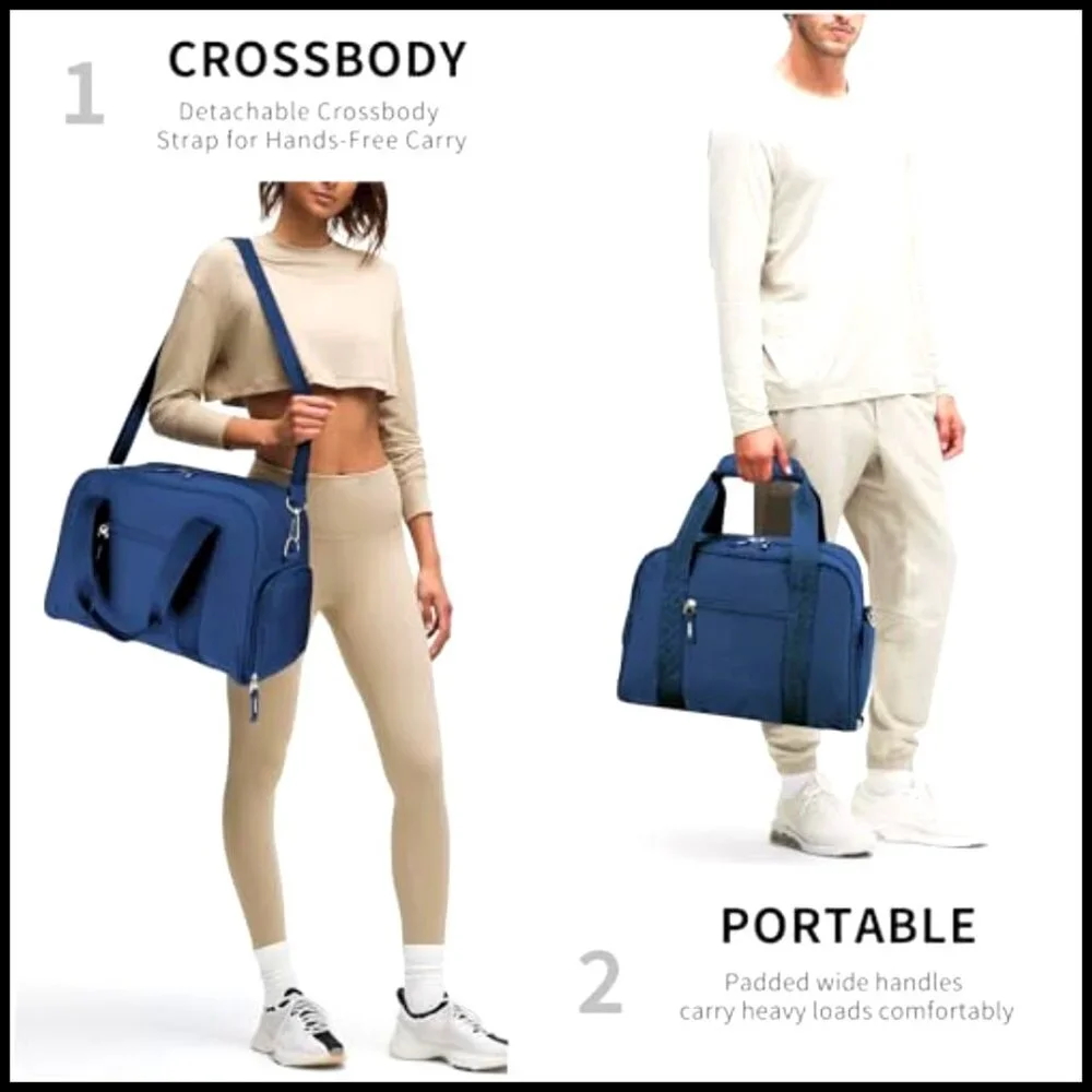 14 Inch Mini Duffle Bag with Shoe Compartment, Lightweight Gym Travel Bag